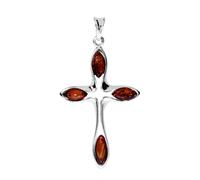 Kettenanhänger OSTSEE-SCHMUCK "- Kreuz 38 x 24 mm - Silber 925/000 - Bernstein" Gr. 46, silber (silber 925, silberfarben, weiß), Schmuckanhänger, Damen, Silber 925 (Sterlingsilber), Kettenanhänger (25