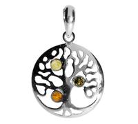 Kettenanhänger OSTSEE-SCHMUCK "- Lebensbaum - Silber 925/000 - Bernstein" Gr. 30, silber (silber 925, silberfarben, weiß), Schmuckanhänger, Damen, Silber 925 (Sterlingsilber), Kettenanhänger (99246039