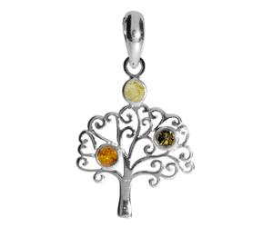 Kettenanhänger OSTSEE-SCHMUCK "- Lebensbaum - Silber 925/000 - Bernstein" Gr. 32, silber (silber 925, silberfarben, weiß), Schmuckanhänger, Damen, Silber 925 (Sterlingsilber), Kettenanhänger (33179355