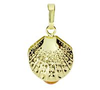 Kettenanhänger OSTSEE-SCHMUCK "- Muschel - Gold 333/000 - Bernstein" Gr. 21, gold (gold 333, goldfarben, gelb), Schmuckanhänger, Damen, Gelbgold 333, Kettenanhänger (91652137-21) gold 333, goldfarben,