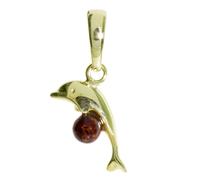 Ketten-Anhänger OSTSEE-SCHMUCK "Ostsee-Schmuck Anhänger Delphin Anhänger Delphin", gelb, Schmuckanhänger, Damen, 25 x 14mm, Silber 925 (Sterlingsilber), 1.5 g (55430116-0) gelb
