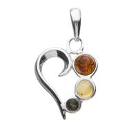 Kettenanhänger OSTSEE-SCHMUCK "- Herz - Silber 925/000 - Bernstein" Gr. 28, silber (silber 925, silberfarben, weiß), Schmuckanhänger, Damen, Silber 925 (Sterlingsilber), Kettenanhänger (58867352-28) s