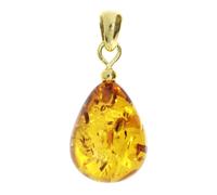 Kettenanhänger OSTSEE-SCHMUCK "Ostsee-Schmuck Anhänger Tropfen ca. 20 mm lang - Gold 585/000", gelb, Schmuckanhänger, Damen, 30 x 12mm, Bernstein, 2,4 g, Kettenanhänger (89209926-0) gelb