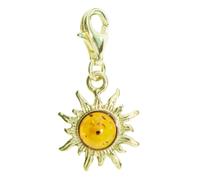 Kettenanhänger OSTSEE-SCHMUCK "Ostsee-Schmuck Charm-Einhänger Sonne 14 mm", gelb (weiß, neutral), Schmuckanhänger, Damen, 25 x 13mm, Gelbgold 333, 1,2 g, Kettenanhänger (51483924-0)