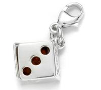 Kettenanhänger OSTSEE-SCHMUCK "Ostsee-Schmuck Charm-Einhänger Würfel Charm-Einhänger Würfel", weiß, Schmuckanhänger, Damen, 24 x 10mm, Silber 925 (Sterlingsilber), 2,5 g, Kettenanhänger (47708246-0) w