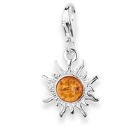 Kettenanhänger OSTSEE-SCHMUCK "- Sonne 14 mm - Silber 925/000 - Bernstein" Gr. 26, silber (silber 925, silberfarben, weiß), Schmuckanhänger, Damen, Silber 925 (Sterlingsilber), Kettenanhänger (1601896