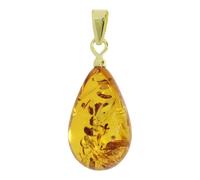 Ketten-Anhänger OSTSEE-SCHMUCK "Ostsee-Schmuck Anhänger Tropfen ca. 17 mm lang - Gold 585/000", gelb, Schmuckanhänger, Damen, 27 x 11mm, Bernstein, 1.3 g (51972237-0) gelb