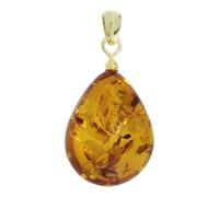 Kettenanhänger OSTSEE-SCHMUCK "Ostsee-Schmuck Anhänger Tropfen ca. 22 mm lang - Gold 585/000", gelb, Schmuckanhänger, Damen, 32 x 14mm, Bernstein, 2,9 g, Kettenanhänger (85610049-0) gelb