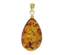 Kettenanhänger OSTSEE-SCHMUCK "- Tropfen ca. 34 mm lang - Gold 333/000 - Bernstein -" Gr. 44, gold (gold 333, goldfarben, gelb), Schmuckanhänger, Damen, Bernstein, Kettenanhänger (82562229-44) gold 33