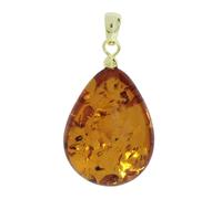 Ketten-Anhänger OSTSEE-SCHMUCK "Ostsee-Schmuck Anhänger Tropfen ca. 34 mm lang - Gold 585/000", gelb, Schmuckanhänger, Damen, 44 x 20mm, Bernstein, 5.5 g (53262026-0) gelb