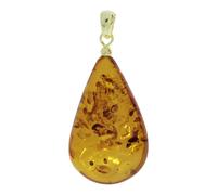 Kettenanhänger OSTSEE-SCHMUCK "Ostsee-Schmuck Anhänger Tropfen ca. 38 mm lang - Gold 585/000", gelb, Schmuckanhänger, Damen, 48 x 24mm, Bernstein, 7,6 g, Kettenanhänger (85084139-0) gelb