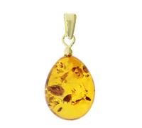 Kettenanhänger OSTSEE-SCHMUCK "- Tropfen flach, ca. 17 mm lang - Gold 585/000 - Bernstein -" Gr. 27, gold (gold 585, goldfarben, gelb), Schmuckanhänger, Damen, Bernstein, Kettenanhänger (45752563-27) 