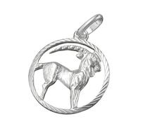 Kettenanhänger Silberanhänger für Halskette Unisex Anhänger Sternzeichen Steinbock 925 Silber 15 mm inkl. kleiner Schmuckbox