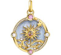 Kettenanhänger THOMAS SABO "blau mit Sonne und bunten Steinen", blau (gelbgoldfarben, blau, rosa, weiß, lila, rot, blau, rosa, weiß, lila, rot), Schmuckanhänger, Damen, Silber 925 (recycelt), 9,43 g,