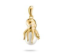 Kettenanhänger THOMAS SABO "Fluid Elegance Oktopus-Design-Anhänger", gold (gelbgoldfarben, kristallweiß, weiß, kristallweiß), Schmuckanhänger, Damen, Metall Perlen, 6,62 g, Metall, Perlen, Kettenanhän