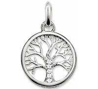 Kettenanhänger THOMAS SABO "Lebensbaum-Design", silber (silberfarben, weiß, weiß), Schmuckanhänger, Damen, Silber 925 (recycelt), 1,46 g, Kettenanhänger, mit Zirkonia (32149813-0) silberfarben, weiß, 