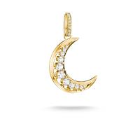 Kettenanhänger THOMAS SABO "Midnight Sky Anhänger Mond", gold (gelbgoldfarben, kristallweiß, kristallweiß), Schmuckanhänger, Damen, Metall, 1,71 g, Kettenanhänger, mit Zirkonia (synth.) (35469745-0) g