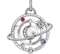 Kettenanhänger THOMAS SABO "Schmuck Silber 925 Anhänger Planetenring mit Umlaufbahnen", bunt (silberfarben, schwarz, weiß, kristallweiß, pink violett, orange, rot, hellblau, weiß, kristallweiß, pink v