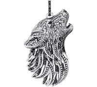 Kettenanhänger THOMAS SABO "Wolf-Profil", silber (silberfarben, schwarz, schwarz), Schmuckanhänger, Damen, Silber 925 (recycelt), 15,75 g, Kettenanhänger, mit Zirkonia (synth.) (78474736-0) silberfarb
