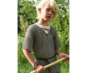 Kettenhemd aus Stahl mit Lederband für Kinder