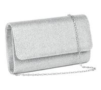 Kettentasche Clutch Damen Glitzer Abendtasche Hochzeit Silber A