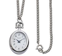 Kettenuhr Umhhängeuhr oval 21x26mm, Set, 2-TLG., mit Panzerkette 70cm RegentP-779 silberfarbig