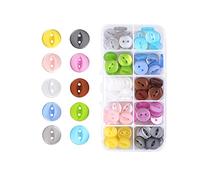 KEUGT 100 Stück Rund Fischauge Knopf,2 Loch Baby Harz Knöpfe,14mm Runde Fisheye-Knöpfe,Nähen Harzknöpfe,Bunte Bastelknöpfe,Kinderknöpfe Mit Aufbewahrungsbox für DIY Handarbeit,Stricknähen (10 Farben)