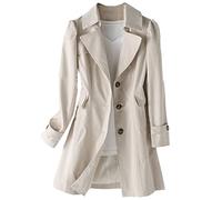 keusyoi Herbst Trench Damen Einreihiger Mantel Frühling Frauen Umlegekragen Trenchcoat Windbreaker Oberbekleidung, weiß, 42