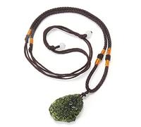 Keuyeo Natürliche Moldavit-Halskette, Grüne Aerolithen, Kristallstein-anhänger, Meditation, Feng Shui, Meteorit-anhänger-Halskette