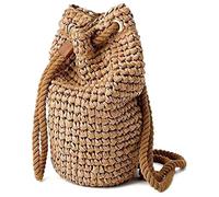 Keuyeo Sommer-Stroh-Rucksack, Handgefertigt, Kordelzug, Strand-umhängetaschen, Rattan, Gewebt, Reisehandtaschen, Bali-Dame-rucksäcke Für Frauen