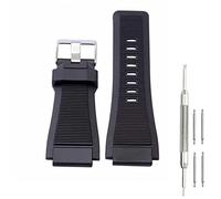 Kevisae 34 mm x 24 mm Gummi-Silikon-Uhrenarmband, kompatibel mit Bell & Ross B&R BR-01 BR-03 92 Diver mit gratis Federsteg-Werkzeug, Bell & Ross Uhrenarmband (Silberschnalle)