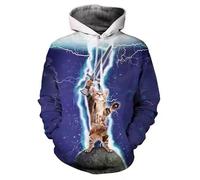 kewing 3D-Druck Blitz Katze Hoodie für Männer Harajuku Niedliche Tier Kapuzenpullover mit Langen Ärmeln Unisex Harajuku Casual Straße Sweatshirt Pullover Mantel