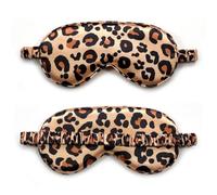KEWUF 2 Stück Leopardenmuster schlafmaske Leopardenmuster Seidene Schlafmaske, Weiche Seide Schlafmaske Augenmaske mit verstellbarem Riemen Sleep Mask Lichtblockierende Schlafbrille