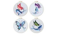 Kexpery DIY Stickset Tiere und Luftballons 4er Pack Stickrahmen Stickrahmen für Anfänger