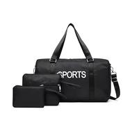 Kexpery Kulturbeutel mit Kulturbeutel, Sporttasche, große Sporttasche, für Mädchen, Flugzeug, Fitnessstudio, 3 Stück, Schwarz , Fashion