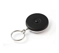 KEY-BAK Original Steel Cable Retractable Keychain, 48" Stainless Steel Cable, Black Front, Steel Belt Clip, 8oz Retraction, Split Ring, Black Vinyl (0485-003)