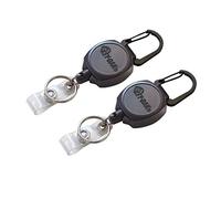 Key-Bak Sidekick Ausweishalter/Schlüsselrolle, selbsteinziehend, professionell, robust, mit Kevlar-Seil 61 cm, Schwarz, 2 Stück