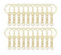 Key Chains Bulk,100Pcs Keychain Rings Metal Key Ring Gold Key Ring With Chain 25mm Open Jump Ring for Crafts and Jewelry Making (Style 2)