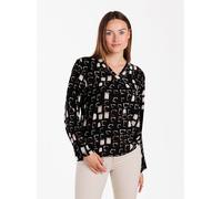 KEY LARGO Damen Bluse Matrix V-Neck (DE/NL/SE/PL, Alphanumerisch, M, Regular, Regular, Schwarz)