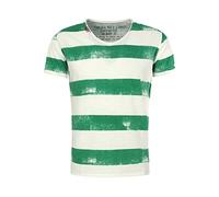 Key Largo Herren T-Shirt AIRLINE Vintage Look Gestreift mit Ziernähten V-Ausschnitt grün XL