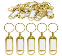 Key Tags Schlüsselanhänger aus Metall mit beschriftbarem Etikett - 10 Stück Gold - Hochwertig und extrem stabil - gold Metall 100