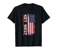 Key West City USA Flag T-Shirt, Unisex, Schwarz, Klein, Kurzarm, Crew Neck, Klassisch, Stadt, Imported