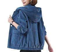 KeYIlowys Plus Samt Cordjacke Damen Mittleren Alters Herbst Und Winter Plus Size Lose Freizeitjacke Verdickte Kurze Kapuzenjacke