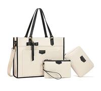Keyli Laptoptasche für Damen, 15,6 Zoll, Segeltuch, Arbeitstasche, große Business-Computer-Aktentasche, Schultertasche, Geldbörse, 3 Stück
