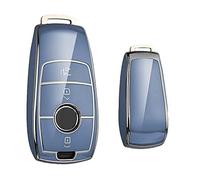 KEYSCOVER Autoschlüsselhülle für Mercedes-Benz Schlüssel - Cover Passend für E, S, A, CLA, GLA, GLE, GLC, GLK und AMG Modelle - Blau-Silber - Schlankes Design und Einfache Installation