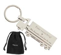 KEYU NEU Schutzengel Schlüsselanhänger LKW | Geschenk für LKW-Fahrer | Schlüsselanhänger fahr vorsichtig | Glückbringer Auto | Glücksbringer klein („Wir brauchen dich hier bei uns“)