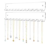 Keyubria 2 Stück Halskettenhalter, Acryl Halskettenhalte, Wand Schmuckhalter Aus Acryl Mit 12 Haken, Wand Halsketten Aufbewahrung, Schmuckaufhänger Für Armbänder, Ringe, Armreifen