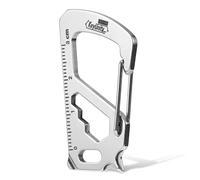 KeyUnity KS00 Schlüsselanhänger Karabiner Clip, Edelstahl Karabiner Multi-Werkzeug Schlüsselhalter,7 in 1, Schnellverschluss, Schraubenschlüssel, Schraubendreher, Flaschenöffner (Silber, Klein)