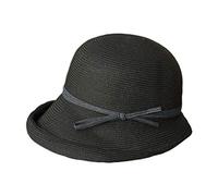 Kfwfuaee Damen Hepburn Vintage Gewebt Für Sonnenhut Elegante Kontrastfarbe Schleife Kurze Rollkrempe Faltbar Sommerurlaub Runde Bucket Cap Hüte Für Sonnenschutz Und Kühlung