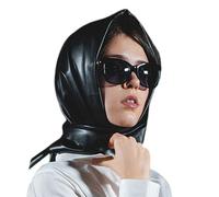 Kfwfuaee Einfarbiger Dreieckiger Schal Wickel Aus Kunstleder Bandana Kopfbedeckung Kopftuch Winddichter Schal Wraps Hijab Dreieck Für Haare